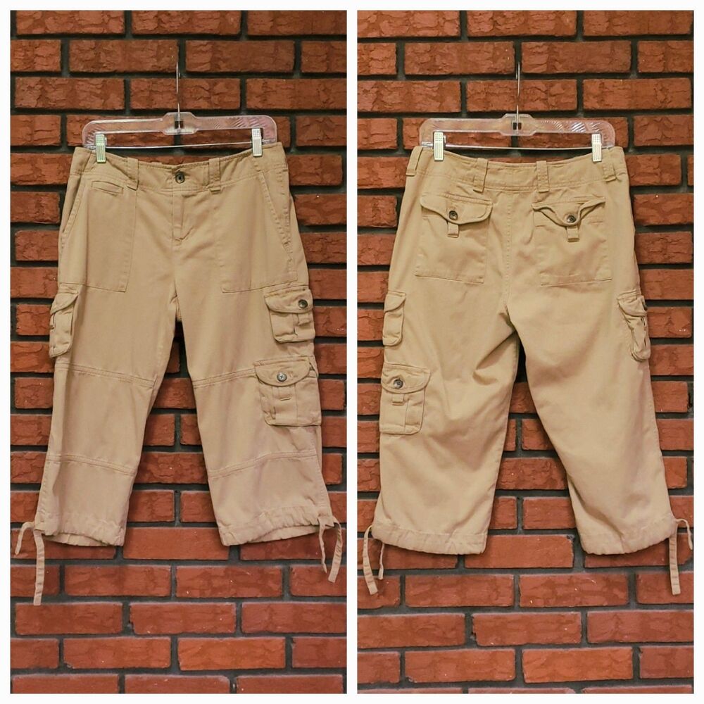 Lauren Ralph Lauren Vintage Cargo Capris 6 Petite 6P Cropped Pants Khaki Tan